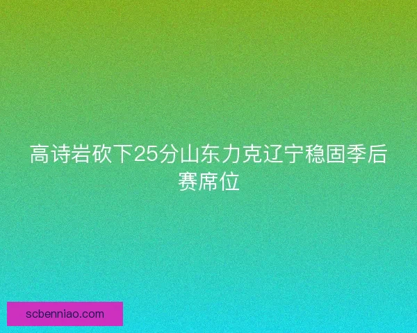 高诗岩砍下25分山东力克辽宁稳固季后赛席位