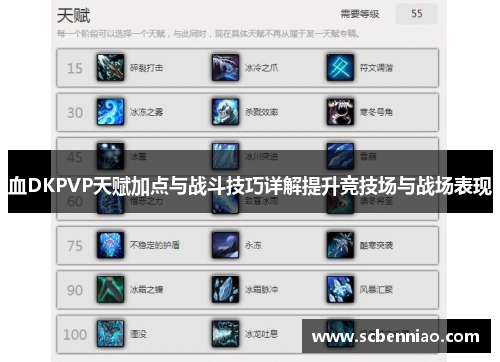血DKPVP天赋加点与战斗技巧详解提升竞技场与战场表现